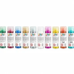 Brillantina glitter bio - grana fine - 10 colori da 8 grammi