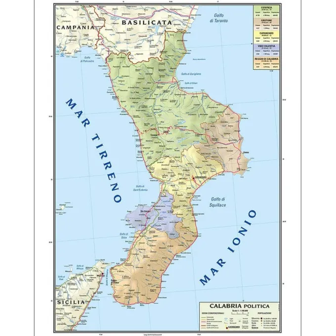 Carta geografica calabria