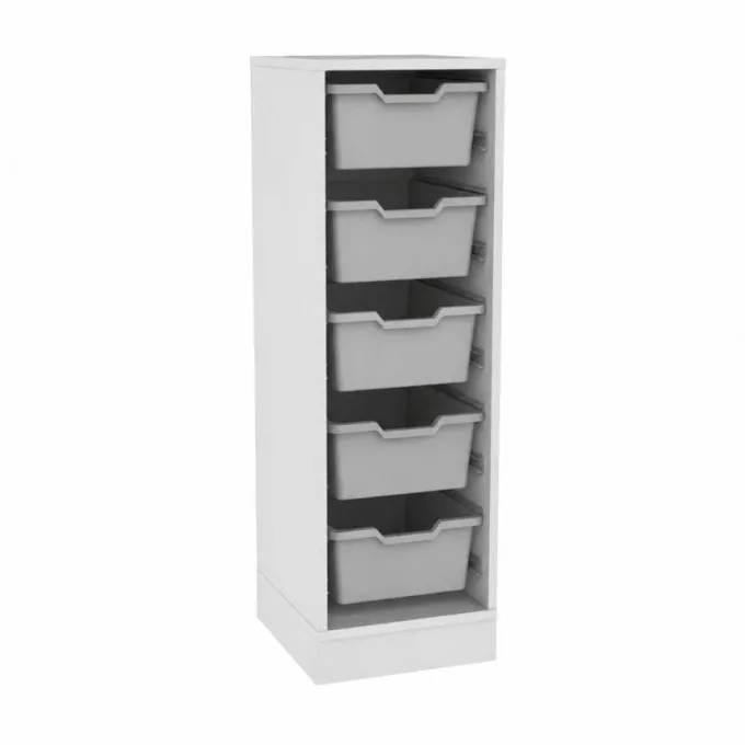 Cassettiera 4 cassette grigie - bianco latte - base con