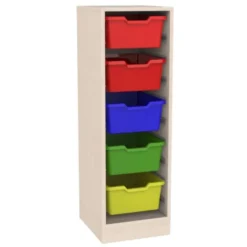 Cassettiera monocolonna 5 cassette cam-p betulla e zoccolo