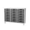 Cassettiera 3 vani bianco latte - 24 cassette basse grigie