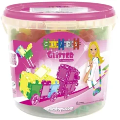 Costruzioni clics glitter 175 pezzi in secchiello