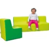 Divanetto soffice verde chiaro scuro borgione - 3 posti