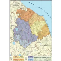 Marche e umbria -carta geografica bifacciale politica fisica