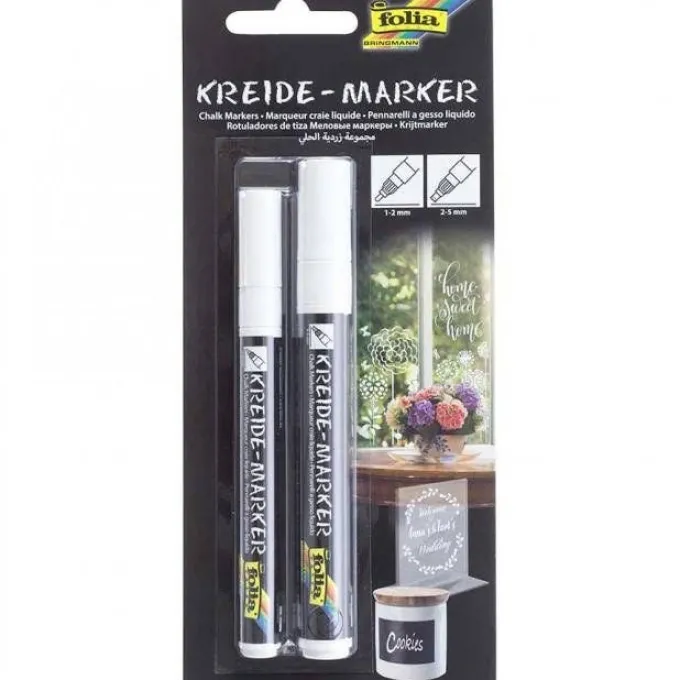Pennarelli gesso liquido - 2 pezzi bianchi fine e medio