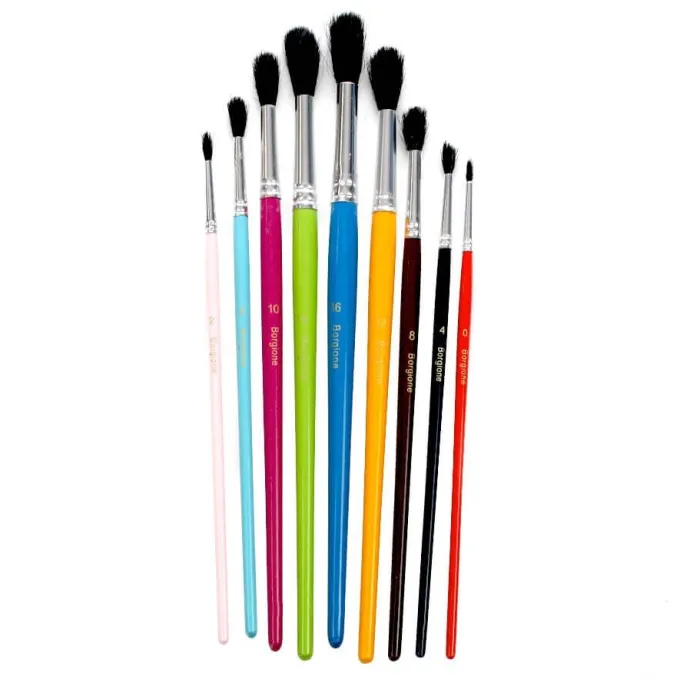 Pennelli colorati punta tonda borgione - 9 pezzi assortiti