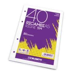 Ricambi per raccoglitori a5 quadretto mm 4 - 40 fogli