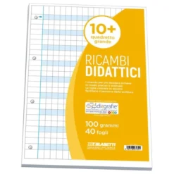 Ricambi quaderni disgrafia 40 ff 100 gr- quadretti mm 10