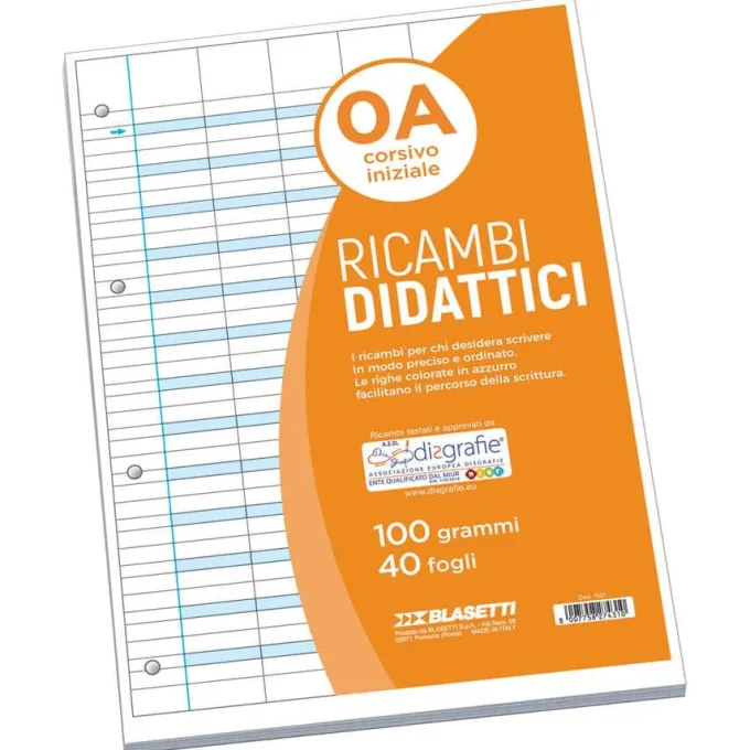 Ricambi quaderni disgrafia 40 fogli 100grammi- rigo a