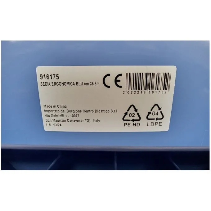 Sedia ergonomica blu cm 35.5h