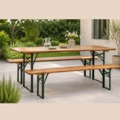 Set birreria - tavolo con 2 panche in legno