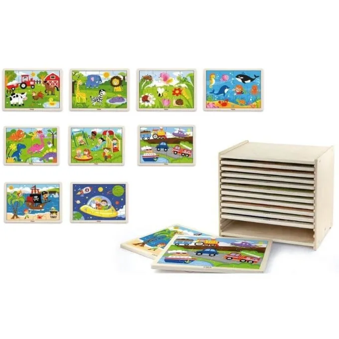 Set di 12 puzzle in legno