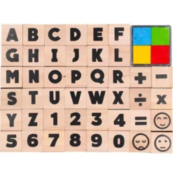 Timbri in legno alfabeto e numeri - 45 pezzi