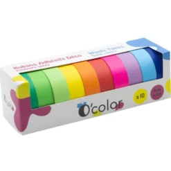 Washi tape colori assortiti tinta unita - 10 nastri